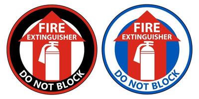 Fire Extinguisher Do Not Block Floor Sign on white background vector