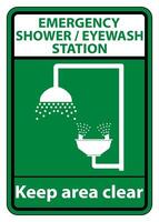 Shower,Eyewash Station Sign Isolate On White Background,Vector Illustration vector