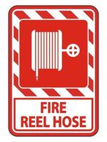 Signo de manguera de carrete contra incendios sobre fondo blanco. vector