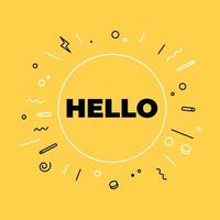 Hello or hi yellow banner. Lettering for banner, poster and sticker concept. vector