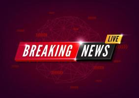 Breaking news live on red Background. vector