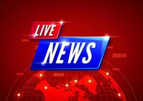 Live News on red world map background. element design for tv and digital content. vector