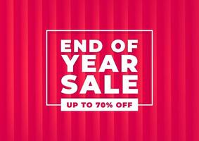 End of year sale banner. Red background special offers and promotion template design. vector