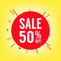 50 percent off sale tag. Sale of special offers. Discount with the price is 50 percent. vector