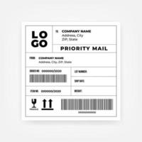 Shipping barcode sticker label template. vector