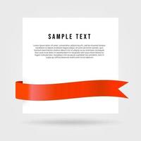 White paper card with red ribbon. vector