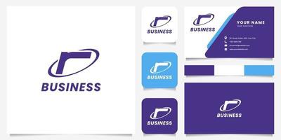 Simple and Minimalist Orbit Circle Letter R Logo with Business Card Template vector