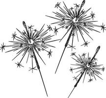 line art of sparklers on a white background vector