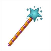 Magic wand with a blue glowing star on a white background. Isolated. Vector illustration