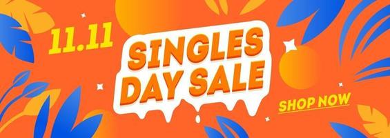 Singles day sale banner template vector