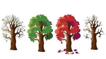 Oak tree in four versions. vector