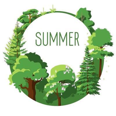 Seasonal card of summer trees