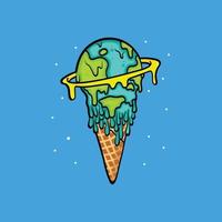 world melting as an ice-cream vector illustration