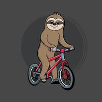 cute sloth riding bike vector