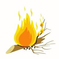 Cartoon illustration with black the fire branch on light background vector
