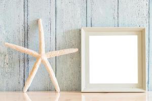 Vintage wood Blank photo frame with summer concept design