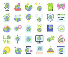 Earth Day related vector icon set 2, flat style
