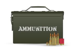 green military ammunition box with some ammo bullets vector