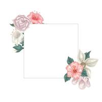 Frame of hibiscus, jasmine and tulips and roses for dedication vector