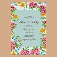 flower wedding invitation retro vintage vector