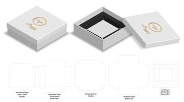 diseño de plantilla troquelada de embalaje de caja. Maqueta 3d vector