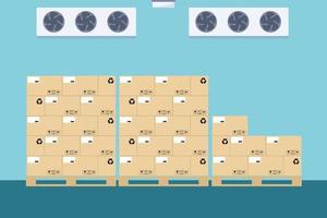 congelador de almacén, almacenamiento en frío de envases vector