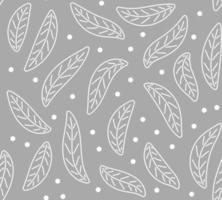 Seamless pattern with white leaves and circles on a grey background. Perfect for wallpaper, background, wrapping paper or textile. vector