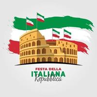 cartel del día de la república italiana con el coliseo vector