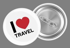 broche de acero blanco real con la palabra i love travel vector