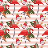 tropical seamless pattern with flamingos vector