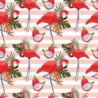 tropical seamless pattern with flamingos