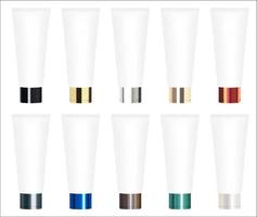 set of a real colorful cosmetic tube vector