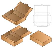 Diseño de plantilla troquelada de embalaje webbox. Maqueta 3d vector