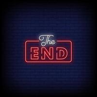 The End Neon Signs Style Text Vector