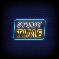 Study Time Neon Signs Style Text Vector