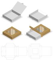 diseño de plantilla troquelada de embalaje de caja. Maqueta 3d vector