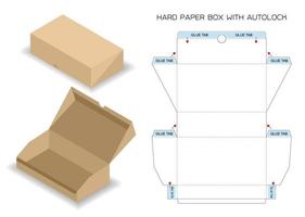 diseño de plantilla troquelada de embalaje de caja. Maqueta 3d vector