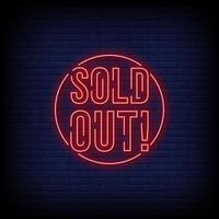 Sold Out Neon Signs Style Text Vector