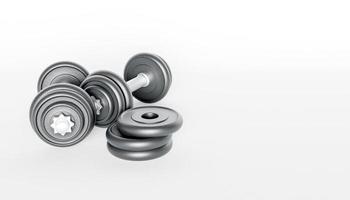 Close-up of dumbbells on white background, 3d render photo