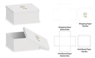 diseño de plantilla troquelada de embalaje de caja. Maqueta 3d vector