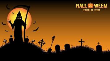 grim reaper with halloween background vector