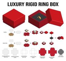 rigid box for ring product mockup with dieline vector