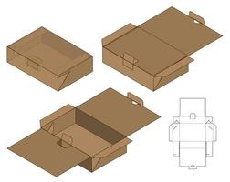 diseño de plantilla troquelada de embalaje de caja. Maqueta 3d vector