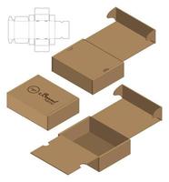 diseño de plantilla troquelada de embalaje de caja. Maqueta 3d vector