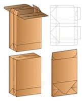 diseño de plantilla troquelada de embalaje de caja. Maqueta 3d vector