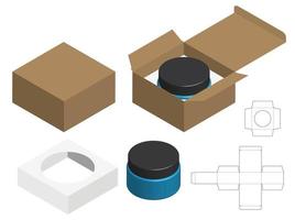 diseño de plantilla troquelada de embalaje de caja. Maqueta 3d vector