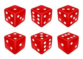 set of a red dice three dimensions vector