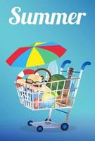 Summer item on a shopping cart vector