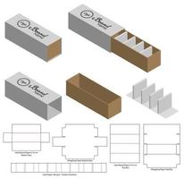 diseño de plantilla troquelada de embalaje de caja. Maqueta 3d vector