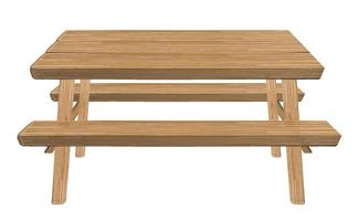 picnic wood table on a white background vector